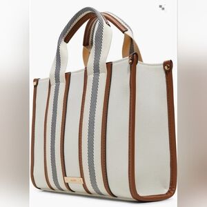 [NEW] ALDO Cream Tan Stripe Zandaria Canvas Tote Bag